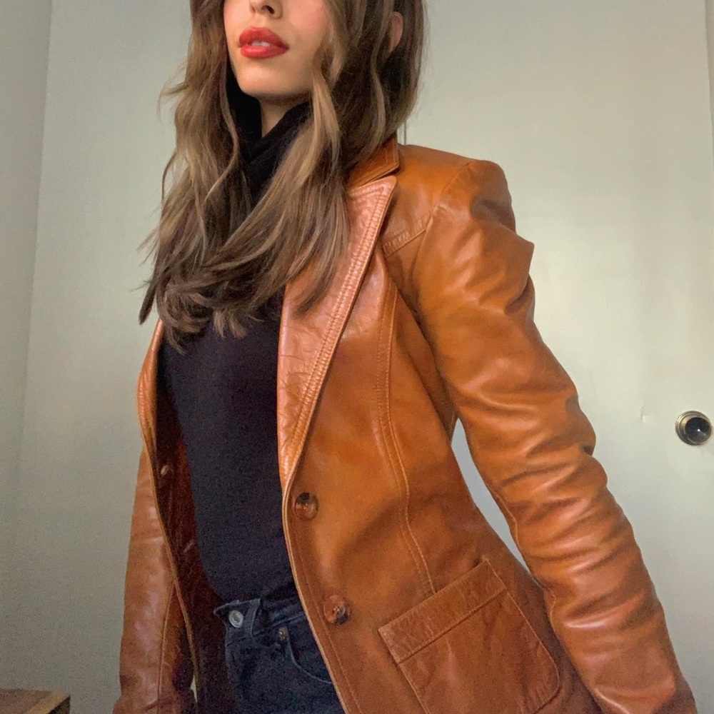 Vintage brown leather blazer